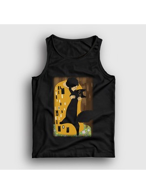 Presmono Unisex Siyah Cat Kiss Kedi Kedili Hediye Gustav Klimt Atlet