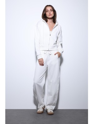 Antioch Ekru Basic Düz Paça Kadın Eşofman Altı