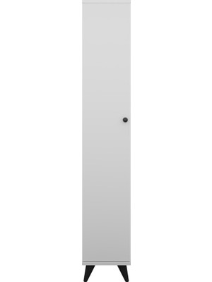 Dienni Simple Çok Amaçlı Dolap 4 Raflı Tek Kapaklı 30X30X176 Beyaz