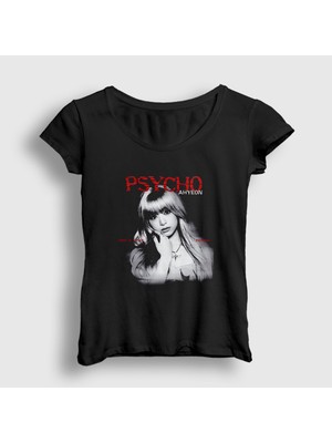 Presmono Kadın Siyah Ahyeon Psycho K Pop Babymonster T-Shirt