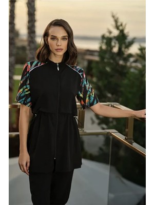 Spor Likra Kısa Kollu Yarı Kapalı Mayo 3418 SIYAH01