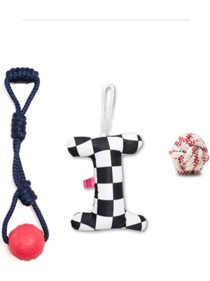 Hype Store Üçlü Set Köpek Oyuncağı Plastik Eğitim Topu Çekiştirmeli Ip Oyuncak Köpek Toplu Eğitim Ipi (Lacivert
