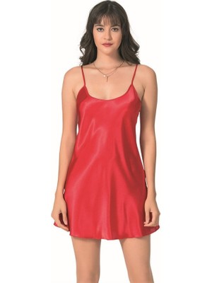 Red Womans Kırmızı Kısa Saten Gecelik