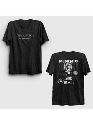 Presmono Unisex Siyah Angel Memento Mori Sırt Baskılı T-Shirt