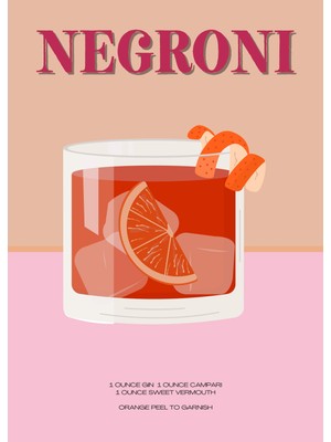 Fuart.Co Italyan Negroni Dijital Baskı Poster (Çerçevesiz) Kofu
