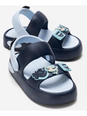 Ccway Çocuk Çift Biyeli Emojili Terlik Laci Mavi