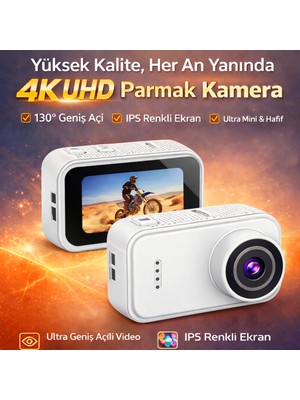 Dimute Shop F2 4K UHD Parmak Kamera 130° Geniş Açı IPS Ekranlı 25G Mini Taşınabilir Cep Kamerası