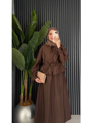 Molly Nelly Modal Gabardin Mevsimlik Bağlamalı Bluz Etek Takım