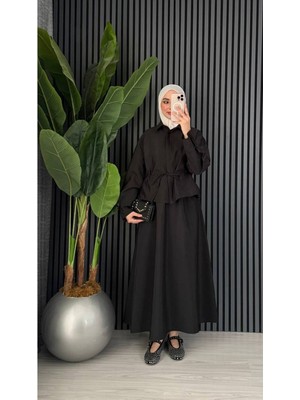 Molly Nelly Modal Gabardin Mevsimlik Bağlamalı Bluz Etek Takım