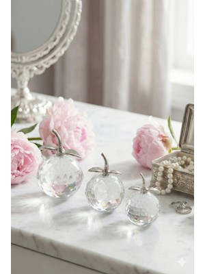 Onlie Craft Kristal Cam Üçlü Elma Şeffaf Gümüş