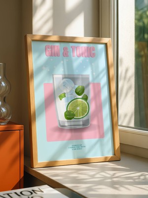 Fuart.Co Pop Gin Tonic Dijital Baskı Poster (Çerçevesiz) Kofu