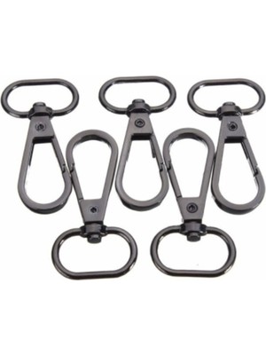 Orhan Çanta 10 Adet 2 Cm Yay Kanca Siyah Anahtarlık Halkası - Metal Yaylı Klips