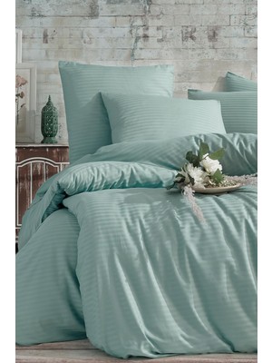 Hype Store Formeya Lastikli Çarşaflı Tek Kişilik Çizgili Nevresim Takımı (Yeşil)