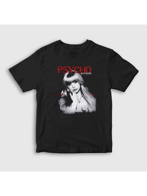 Presmono Unisex Çocuk Siyah Ahyeon Psycho K Pop Babymonster T-Shirt