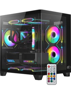Gametech Small Prime V3 Kumandalı Argb 5X120MM Fanlı Matx Boş Bilgisayar Kasası Siyah
