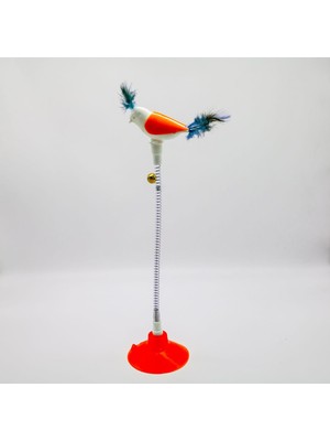 Hype Store Vantuzlu Yaylı Kuş Kedi Oyuncağı 1 Adet (Turuncu)