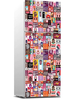 Hype Store Buzdolabı Sticker Kaplama Dolap Kaplama Etiketi Pop Art Music Collage