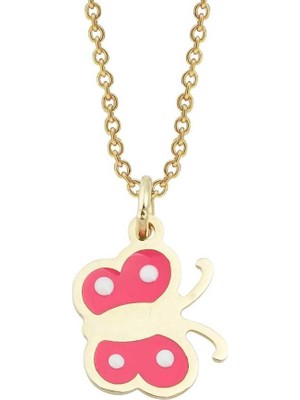 Cherry By Özkonak Pembe Kelebek Çocuk Kolyesi