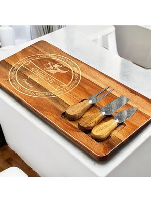 Hype Store Yzhome Akasya Peynir Sunum Seti Tabak Kesme Tahtası