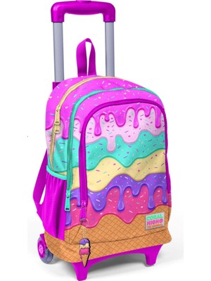 Hype Store Işıklı Tekerlekli Dondurma Çekçek Okul ve Seyahat Çantası Kız Çocuk Rengarenk