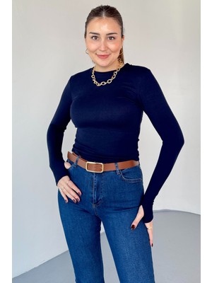 Aksesuarista Butik Kadın Buzzy Parmak Geçmeli Bisiklet Yaka Basic Body