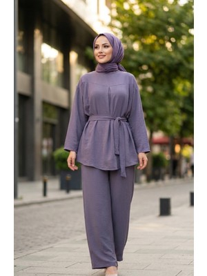 Aerobin Kumaş Tunik Pantolon Ikili Takım 4141-05 Gri