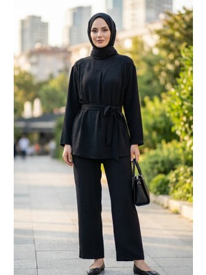 Aerobin Kumaş Tunik Pantolon Ikili Takım 4141-11 Siyah