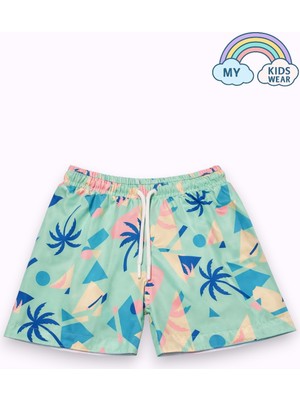 My Kids Wear Erkek Çocuk Desenli Deniz Şortu 3-16 Yaş 12416
