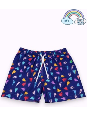 My Kids Wear Erkek Çocuk Desenli Deniz Şortu 3-16 Yaş 12411