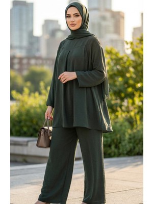 Aerobin Kumaş Tunik Pantolon Ikili Takım 4141-06 Haki