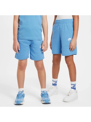 Nike Çocuk Unisex Pamuklu Spor Şort - Günlük Kullanım Rahat Kesim - Mavi Beyaz   / FD3015-489