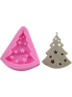 Pozitif Silikon Kalıp  Yılbaşı Çam Ağacı Yıldızlı HG-566