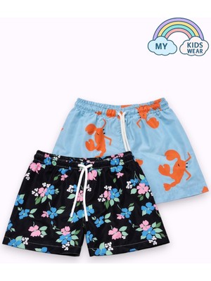 My Kids Wear Erkek Çocuk Degrade Desenli Deniz Şortu 2’li Set 3-16 Yaş 12420
