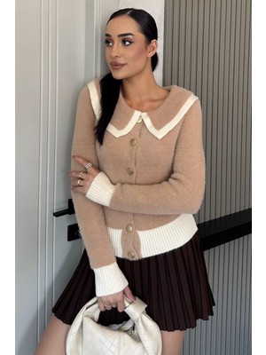 Gülseli Kadın Bebe Yaka Yumoş Iplik Triko Ceket (S-M-L Uyumludur) P-00018062