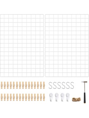 Hype Store Fotoğraf Teli, 2'li Set, Duvar Dekoru, Çok Fonksiyonlu Duvar Teli, Duvar Izgarası, Diy, S Kancalı, M