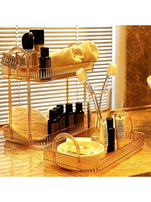 Hype Store Banyo Düzenleyici Organizer Banyo Rafı (Amber Sarı, Tek + Iki Katlı Set)