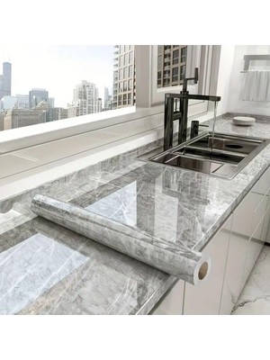 Hype Store ® Mermer Desenli Sticker Folyo Atina Grisi 60CM*5MT