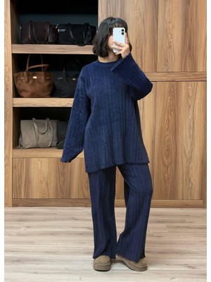 Vazıradk Lacivert Dokulu Triko Rahat Kesim Takım