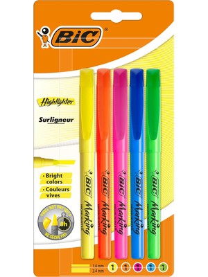 Hype Store Intensity Highlighter Grip Marker Fosforlu Kalem 6'lı Blister, Su Bazlı Mürekkep, 6 Renk, Kauçuk Tut