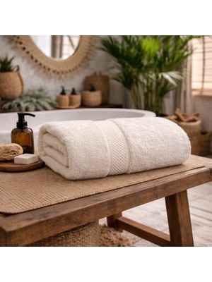 Meine Home Kırık Beyaz Banyo Havlusu %100 Pamuk 70X140