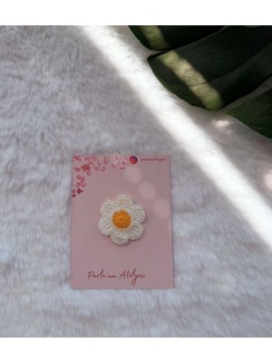 Parla'nın Atölyesi 0-3 Yaş Az Saçlı ve Saçsız Bebek Tokası Beyaz Papatya