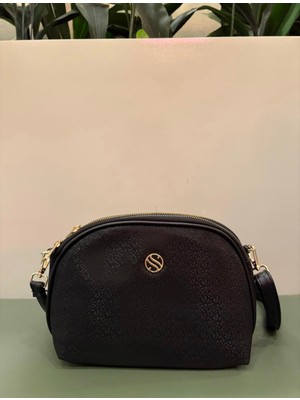 Turqa Siyah Işıltılı Iki Bölme Yumuşak Suni Deri Kadın Çapraz Çanta