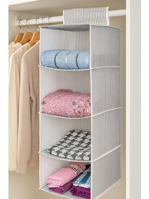 Hype Store 4 Bölmeli Askılı Dolap Düzenleyici Organizer Gri