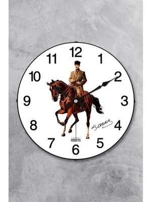 Hype Store Atatürk Duvar Saati Akar Saniye Sessiz Mekanizma 36 cm
