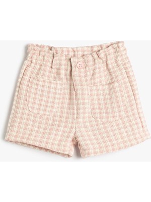 Hype Store Koton Normal Bel Düğme Detaylı Cep Detaylı Ekoseli Şort Tüvit Şort Cep Detaylı Beli Lastikli Düğmeli