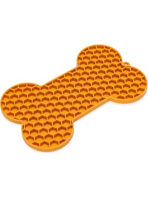 Hype Store Yavru Köpek Yaş Mama Yeme Oyuncağı, Kemik Şeklinde, Silikon, Turuncu, 18X11CM