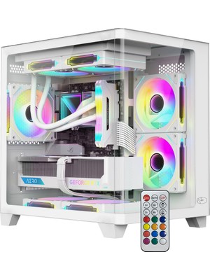 Gametech Small Prime V3 Kumandalı Argb 5X120MM Fanlı Matx Boş Bilgisayar Kasası Beyaz