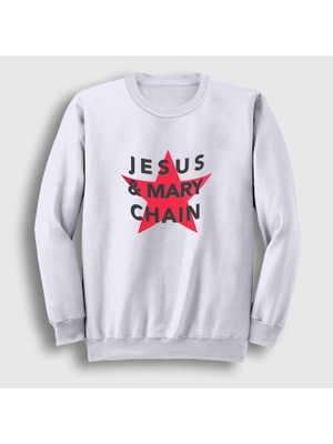 Presmono Unisex Beyaz Logo The Jesus And Mary Chain Sweatshirt