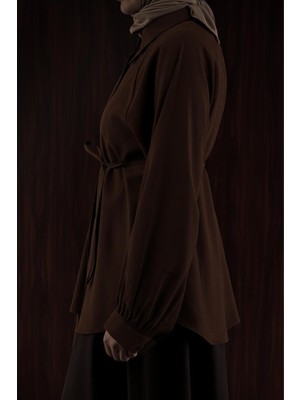 Ande Tesettür Modal Gömlek - Acı Kahve