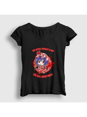 Presmono Kadın Siyah Touhou Remilia T-Shirt